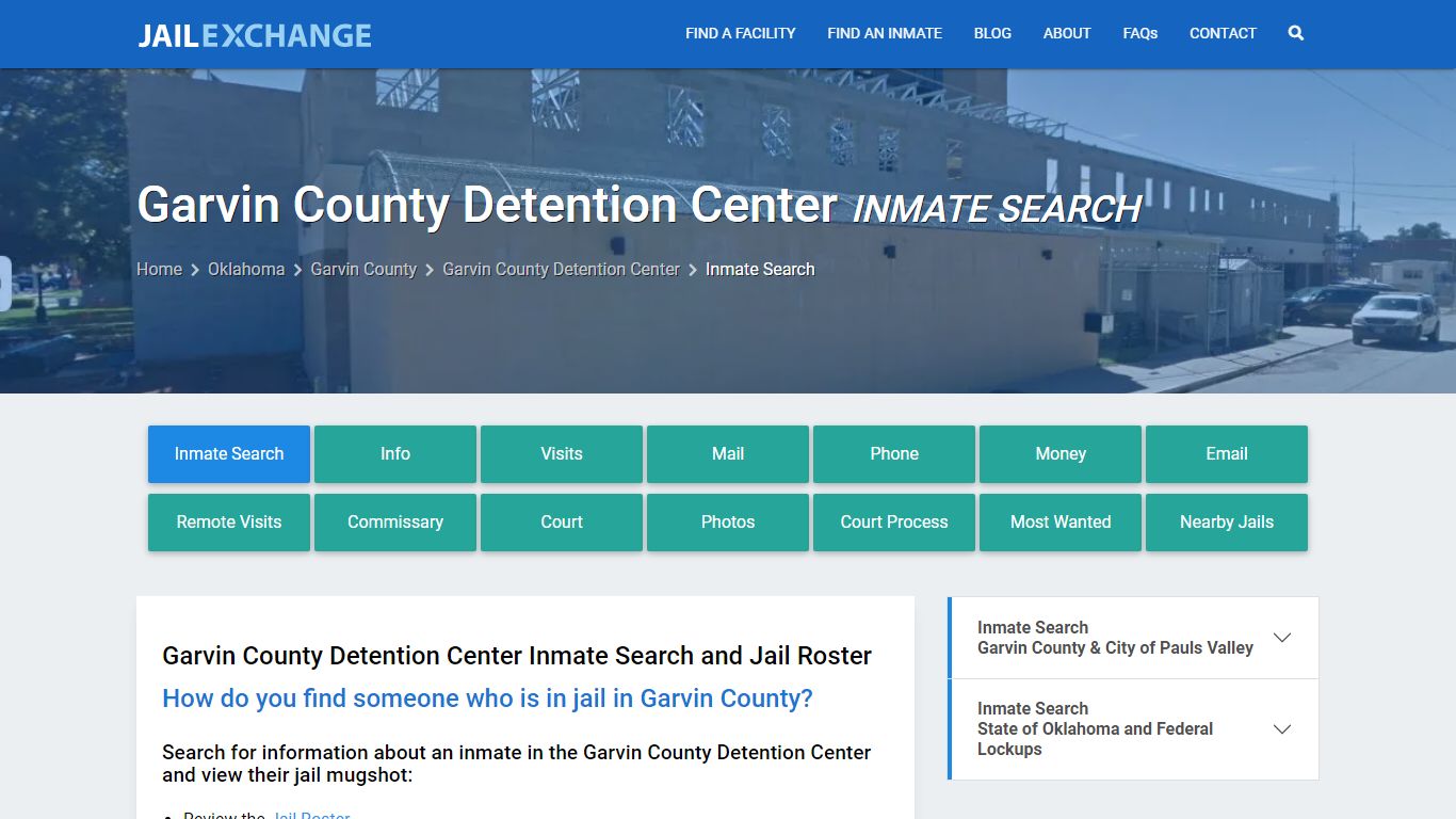 Garvin County Detention Center Inmate Search - Jail Exchange