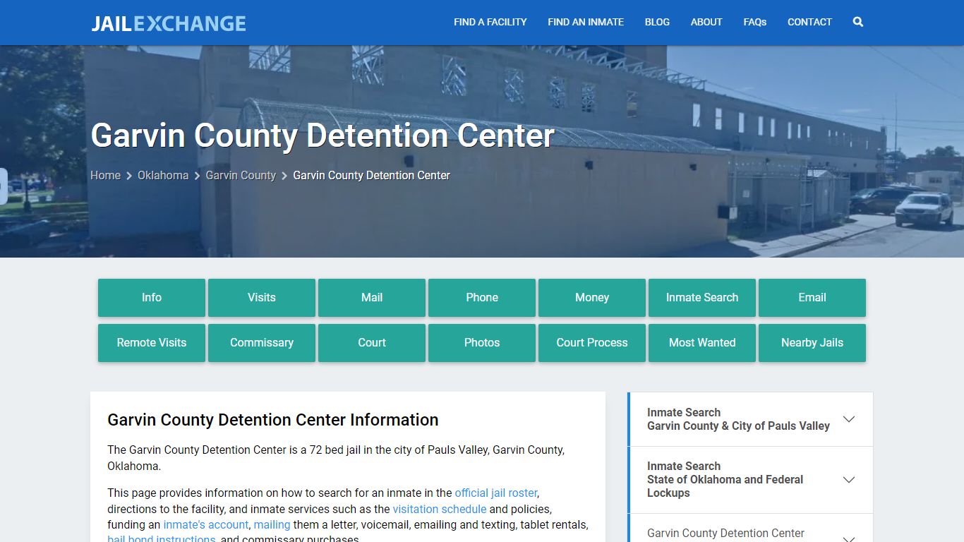 Garvin County Detention Center, OK Inmate Search, Information